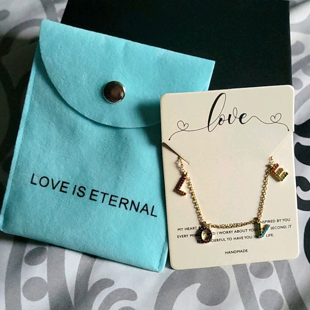 LOVE Gold Rainbow Necklace - Picture 1 of 5